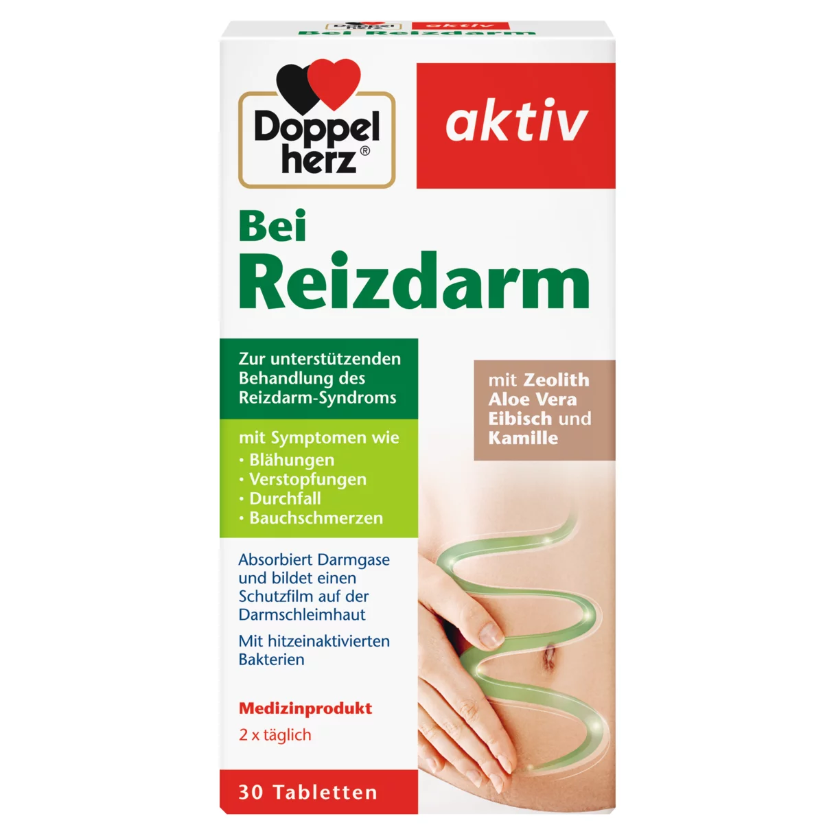 Abbildung der Produktverpackung Doppelherz aktiv Bei Reizdarm Frontansicht